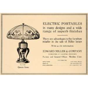  1918 Ad Edward Miller Co Electric Queen Anne Lamp L2513 