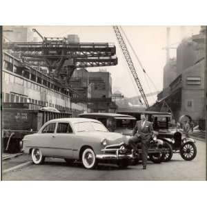  Henry Ford II Posing at Ford Plant with Newest Model Ford 