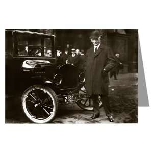 Henry Ford In Front of A Model T Motor Car Greeting Card Set.