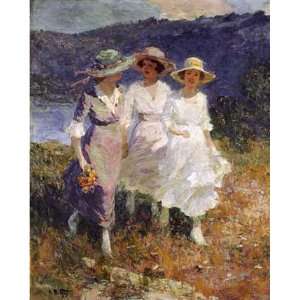 Walking In The Hills by Edward Henry Potthast. Size 12.88 X 16.00 Art 