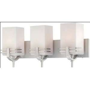   Vanity Wall Lamp with Frost Glass Shade, Satin Steel