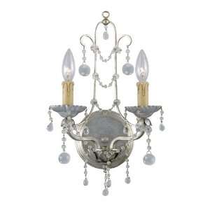   SL Silver Leaf Lena Two Light Lena Wall Sconce Adorned with Clear Col