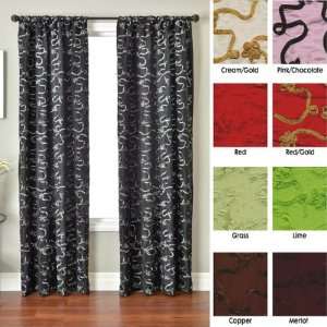  Lisette Ribbon Applique Taffeta Curtain 108 Long Panel 