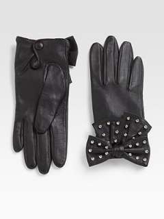 Dents   Studded Leather Bow Gloves    