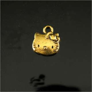 12Pcs Antiqued Gold Cute Cat Charm Drops/Pendants 11x13mm LA305  