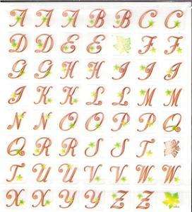 Semi Translucent fancy leaf ABC Letter Stickers  