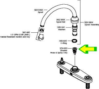 Price Pfister faucet diverter 974 002 parts chrome sink  