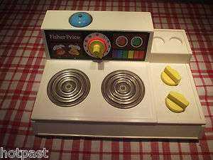 VINTAGE FISHER PRICE TOY STOVE TOP FROM 1978 CLEAN & GOOD CONDITION 