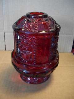 Red Glass Fairy Lamp Candle Holder  