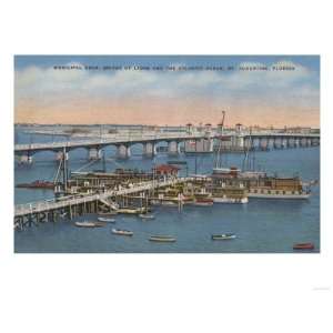 St. Augustine, FL   View of Bridge of Lions & Ocean Giclee Poster 