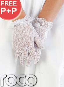   WHITE LACE WEDDING PROM BRIDESMAID COMMUNION FORMAL GLOVES  