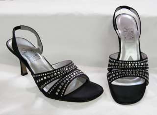NEW Black with Silver Crystal Prom Formal Evening Shoes  