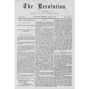  1st page,1st Issue,The Revolution,Susan B Anthony,1868 