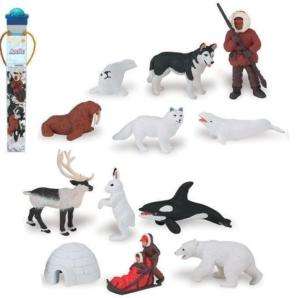 ARCTIC SNOW ANIMALS MINI FIGURES WHITE FOX BEAR ESKIMO  