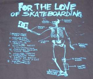 DC Shoes Skeleton Skateboarding Broken Bones TShirt XL  