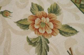 4X6 HANDMADE FRENCH FLORAL AUBUSSON NEEDLEPOINT RUG  