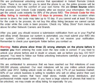 UNLOCK CODE for AT&T Nokia C3 Slate C3 00 E71 E71x  