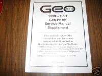 1990 1991 Geo Prizm Service Shop Manual  