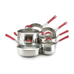 NEW*Rachael Ray*BRUSHED STAINLESS STEEL COOKWARE SET POTS AND PANS*w 