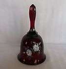Fenton Glass Roses on Ruby Hand Painted Bell