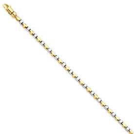 New Mens 14k Gold Two tone 2.5mm Link Chain 8in Bracelet  