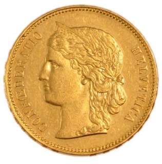 SWITZERLAND 20 FRANCS KM 31.3 AU GOLD COIN 1895  
