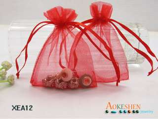 Red Organza Gift Bags Wedding / JEWELRY Favor Pouches 3.5x3 / 7x9cm 