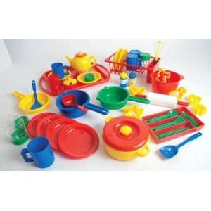    School Smart Kitchen Play Dishes   Set of 55