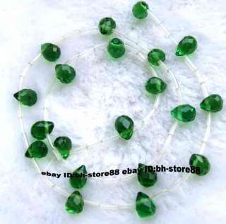 6x10mm Green Glass Quartz Teardrop Faceted Beads 15  