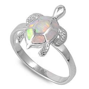  Sterling Silver Turtle Opal Ring Size 6 Jewelry