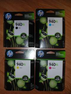 New Genuine HP 940XL Full Set Black Cyan Yellow Magenta 4 Pack  