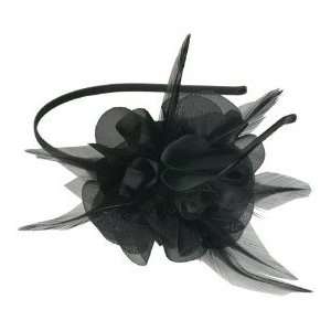   Laser Cut Chiffon Flower Feathers Thin Headband Black 01604 Beauty
