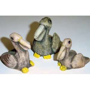  3pc. Poly stone Pelican Figurines 