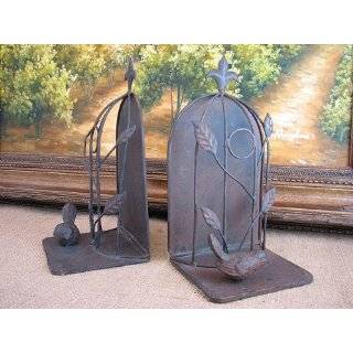 Shabby Cottage Chic Bird Cage Bookends Home Decor