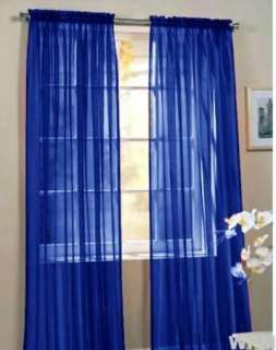Piece Sheer Voile Window Curtain Panel   Solid blue NEW  