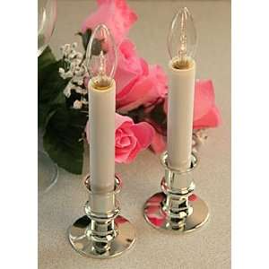  Flameless Event Taper Candles   Set of Two with Silver 