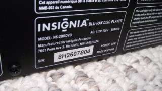 Insignia NS 2BRDVD Bluray/ DVD Player (7804)  