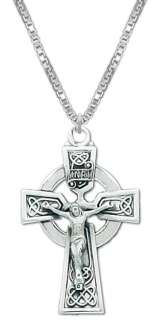 New 0.925 Sterling Silver Irish Celtic Cross Pendent Necklace  