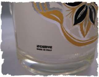 Vintage Cerve Italian Black & Gold Flower Glass Mugs 3  