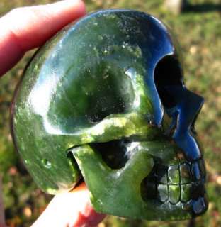 Beautiful Vibrant Green Polar Jade Crystal Skull Canada  