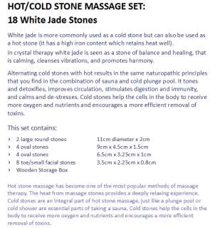 WHITE JADE 18 PIECE HOT/COLD STONE MASSAGE SET . NEW  