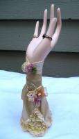 Vintage Chic HAND Mannequin JEWELRY Ring Holder DISPLAY Roses Lace 