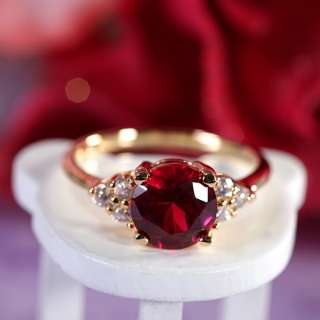   Red Ruby Garnet Yellow Gold GP Ladies Ring Fashion Jewelry NR Size 6/M