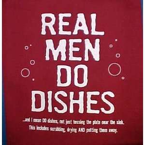    Funny Apron Real men do dishes burgundy apron