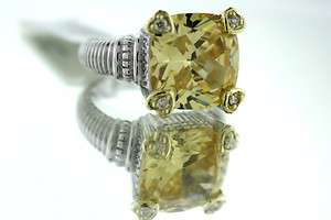 NEW Judith Ripka Silver 18K Canary Yellow Fontaine Ring  