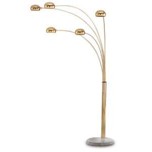  Brass Finish Five Light Arc Floor Lamp