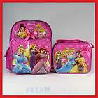   PRINCESSES LUNCH BAG AND ROLLING BACKPACK LUGGAGE NEW 2 PC SET SO CUTE