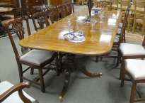 10 FOOT ENGLISH REGENCY WALNUT DINING PEDESTAL TABLE  