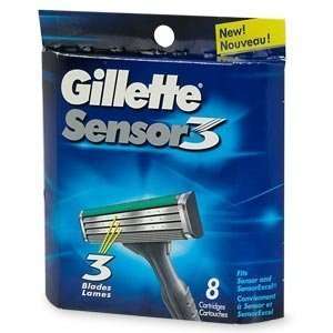  Gillette, Sensor 3 Triple Blade Catridges   8 ea Health 