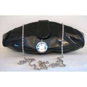   Nima Accessories Black Glitter Sparkle Clutch Handbag 